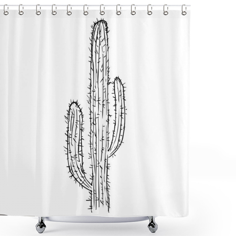 Personality  Single Sketch Cacti Shower Curtains