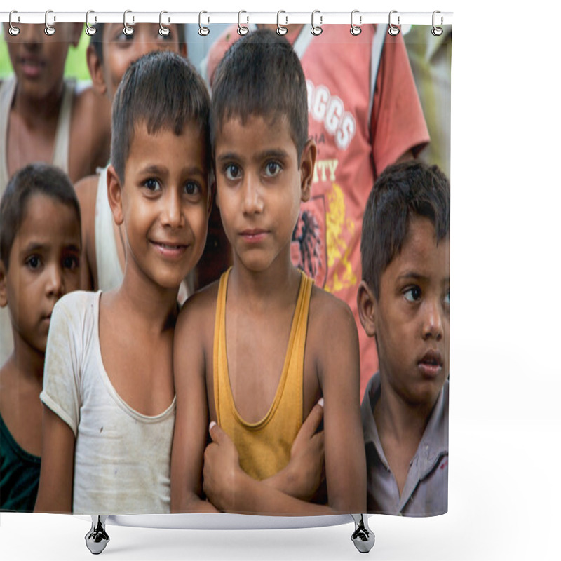 Personality  Group Of Cheerful Indian Boys Posing In Front Of The Camera In I Shower Curtains