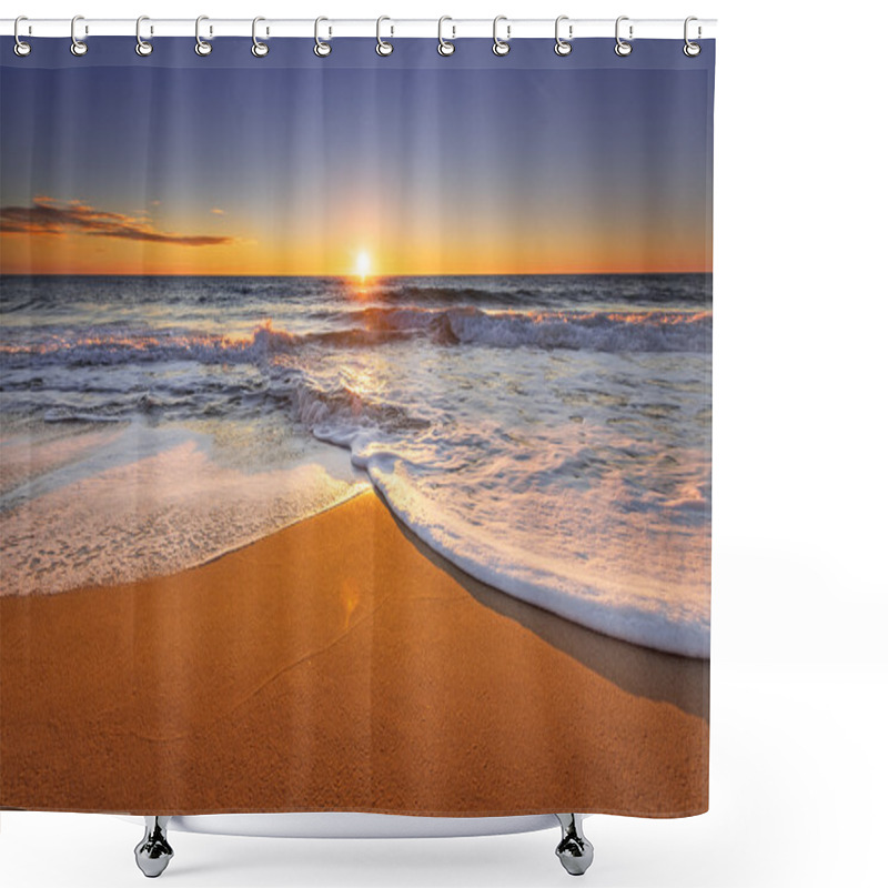 Personality  Brilliant Ocean Beach Sunrise. Shower Curtains