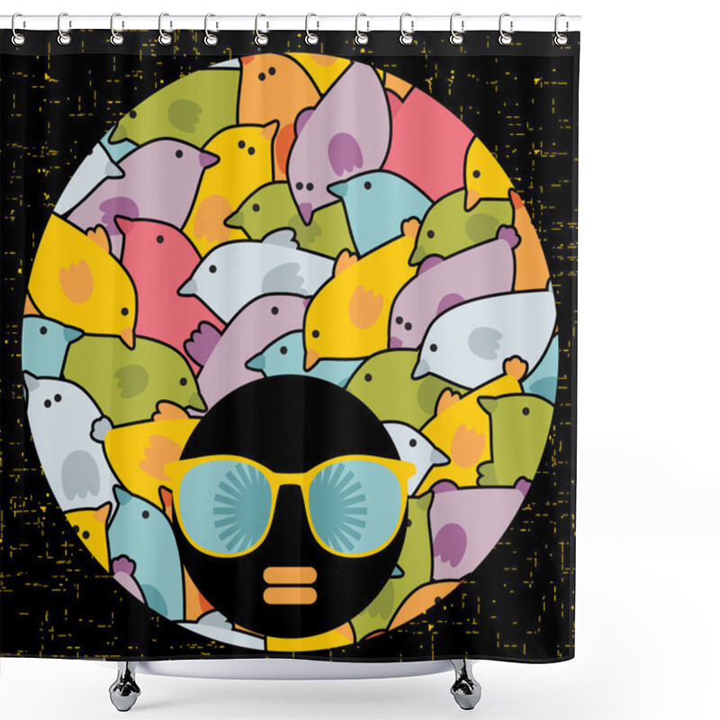 Personality  Black Head Woman With Strange Pattern Hair. Shower Curtains