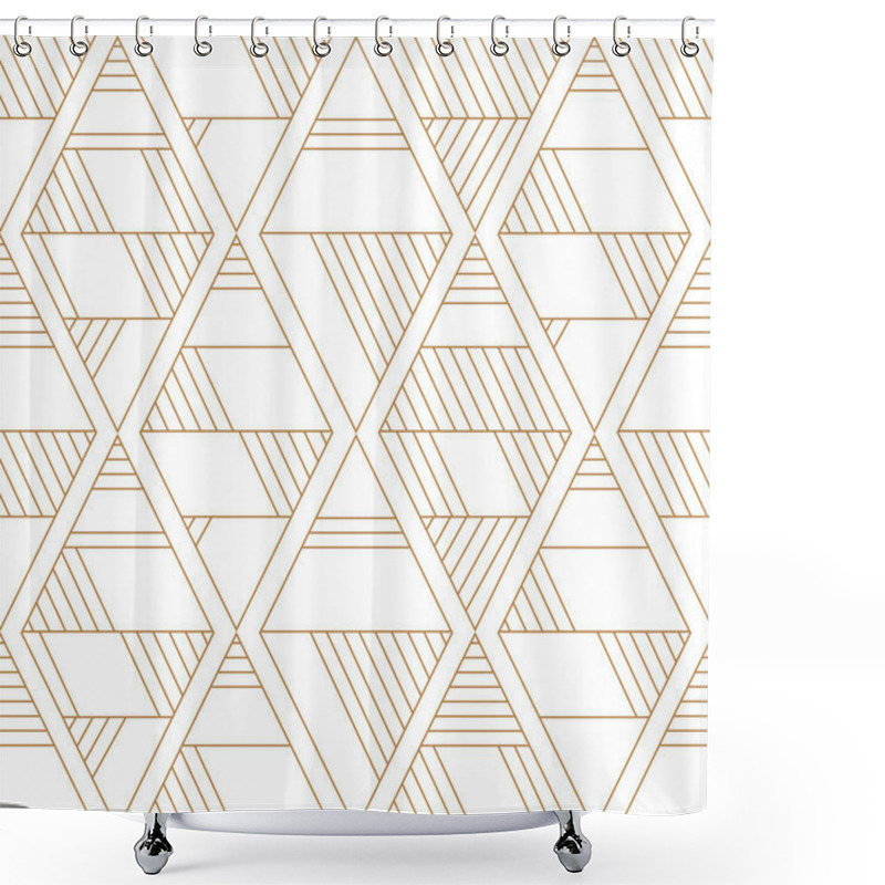 Personality  Luxury Geometric Gold Line Art And Art Deco Background Vector. Abstract Geometric Pattern.  Background Pattern Seamless Geometric Line  Diamonds, Abstract Design Vector.  Shower Curtains