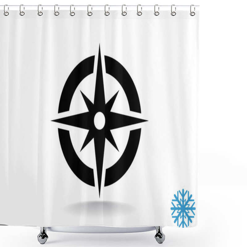 Personality  Compass Web Icon With Wind Rose Shower Curtains