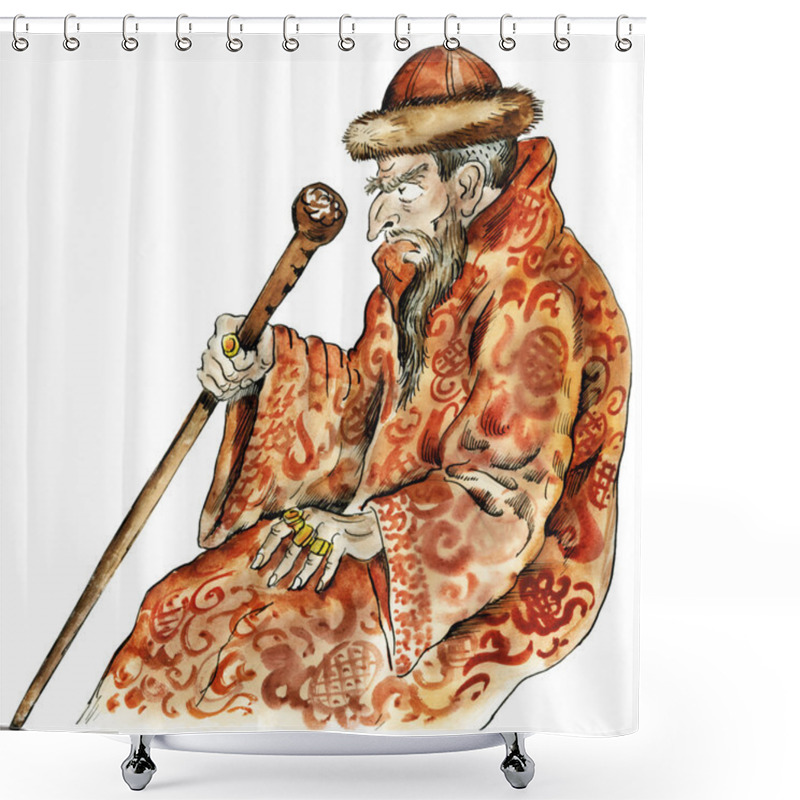 Personality  Tsar Ivan The Terrible Caricature Portrait Shower Curtains