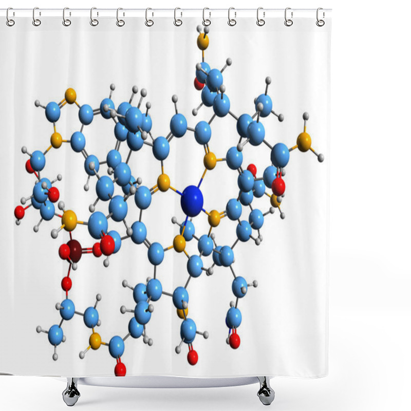 Personality   3D Image Of Cyanocobalamin Skeletal Formula - Molecular Chemical Structure Of Vitamin B12 Isolated On White Background Shower Curtains