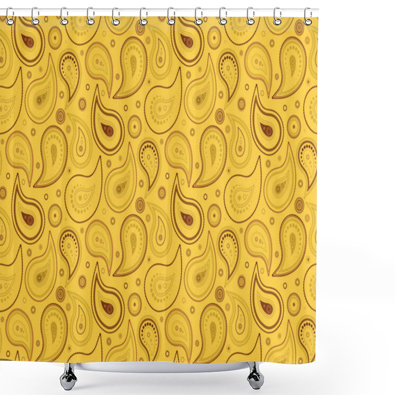 Personality  Elegant Paisley Pattern In Warm Yellow And Brown Hues.  Perfect For Textile Designs, Website Backgrounds, Or Any Project Needing A Touch Of Vintage Sophistication. Shower Curtains