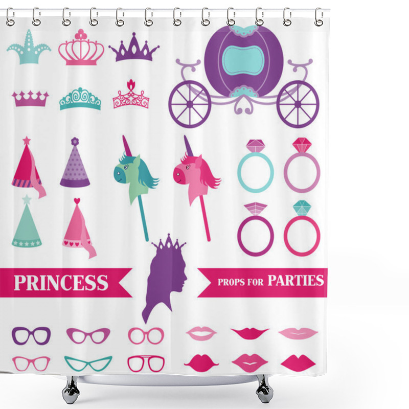 Personality  Princess Party Set - Photobooth Props - Crown, Rings, Glasses Shower Curtains