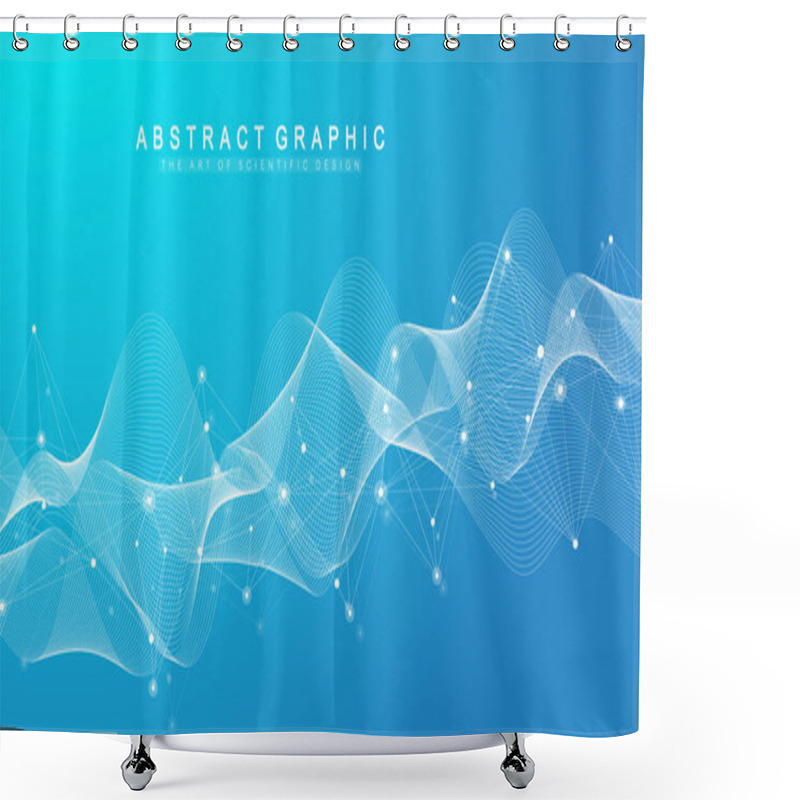 Personality  Digits Abstract Background With Connected Line And Dots, Web Cover. Digital Neural Networks. Network And Connection Background For Your Presentation. Web Graphic Background. Vector Illustration Shower Curtains