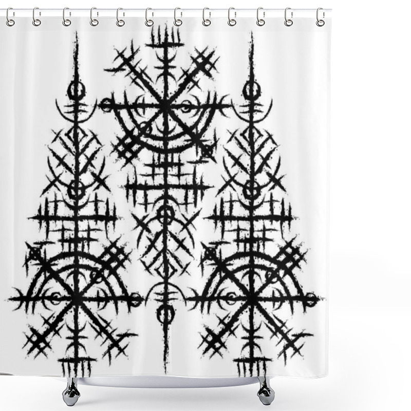 Personality  Scandinavian Viking Black Symbol Shower Curtains