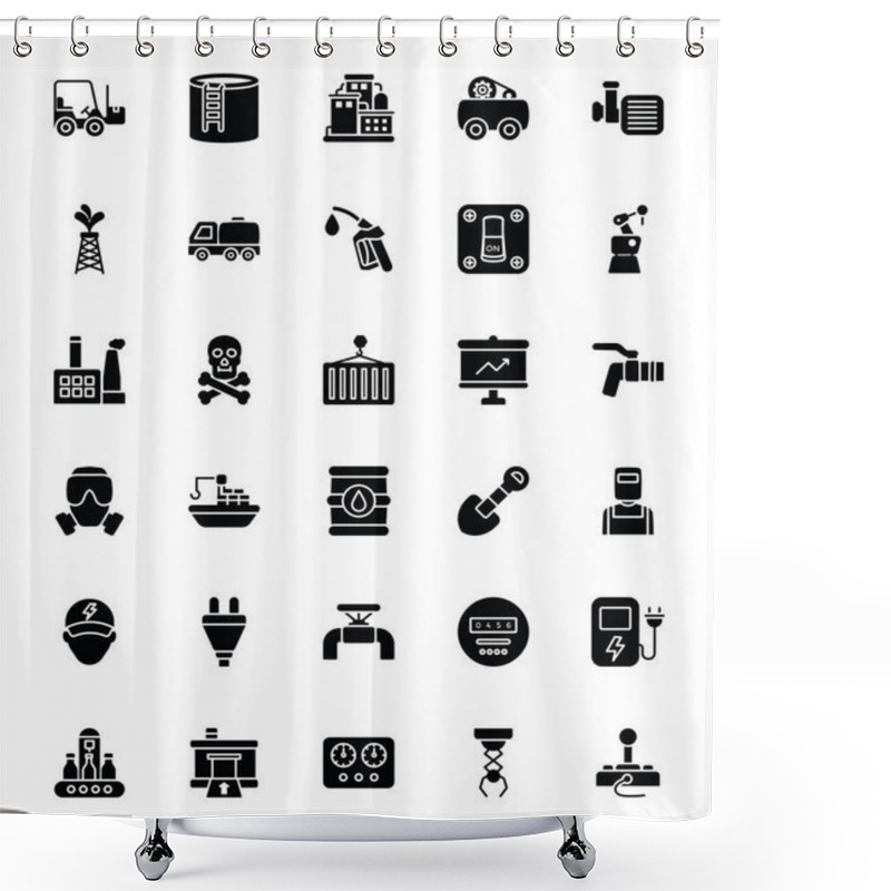 Personality  Industrial Glyph Vector Icons Collection  Shower Curtains