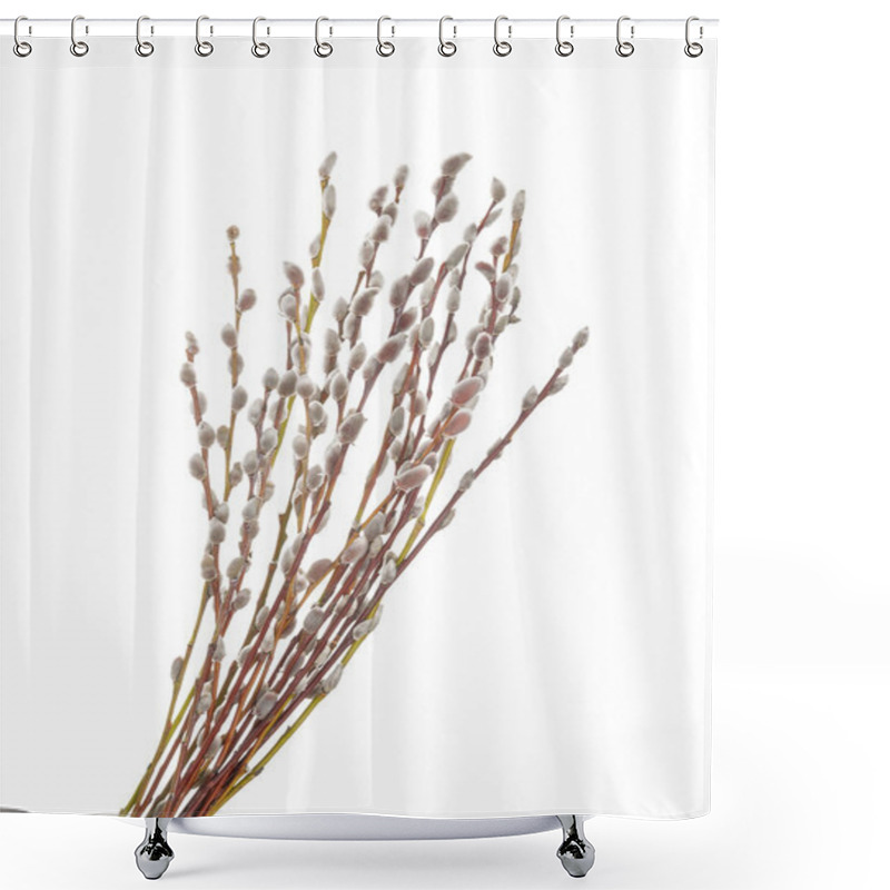 Personality  Willow Twigs Isolated On White Background. Without Shadow Shower Curtains