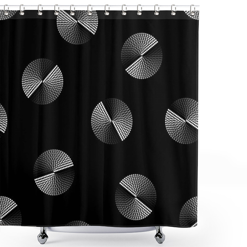 Personality  Seamless Pattern Of Gray Scale Metallic Disks. Shower Curtains