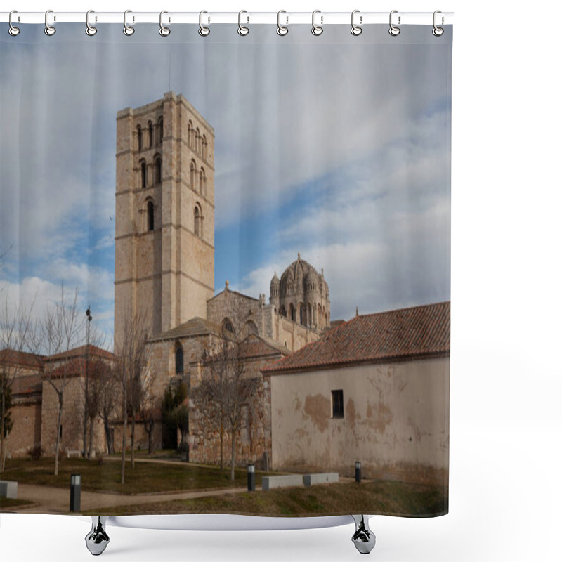 Personality  Zamora, Spain - 8 January 2021: Zamora Cathedral Shower Curtains