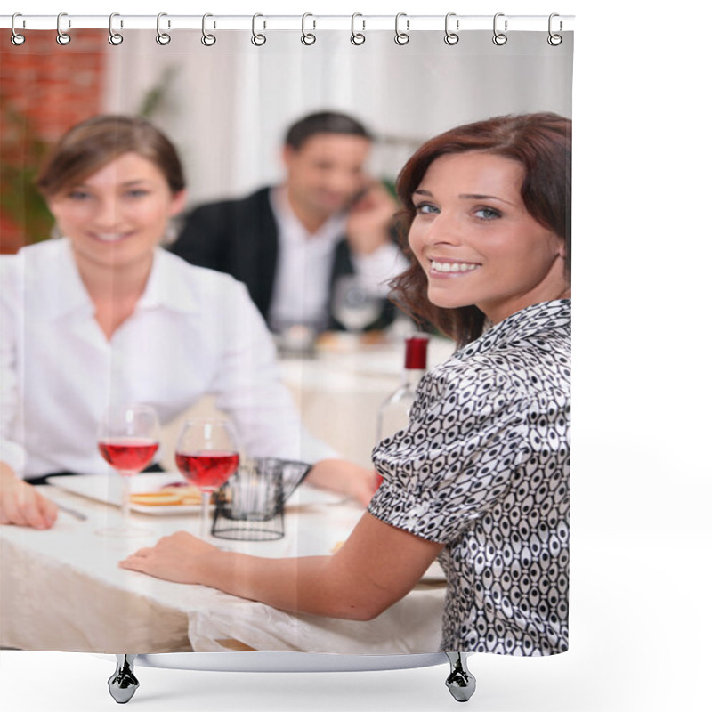 Personality  Women Eating Out In A Restaurant Together Shower Curtains