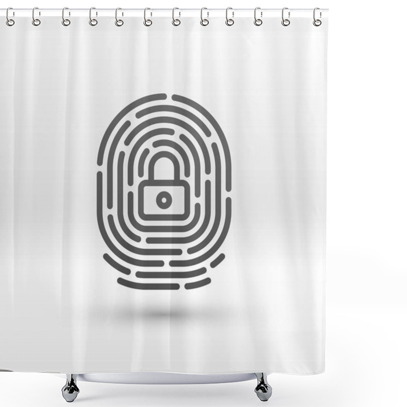 Personality   Icon Of Fingerprint Loop With Lock Inside Shower Curtains