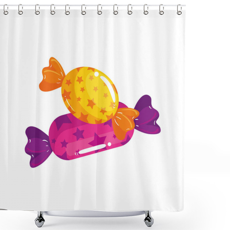 Personality  Candies In Wrapper Isolated Icon Shower Curtains