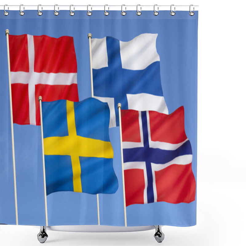 Personality  Flags Of Scandinavia Shower Curtains