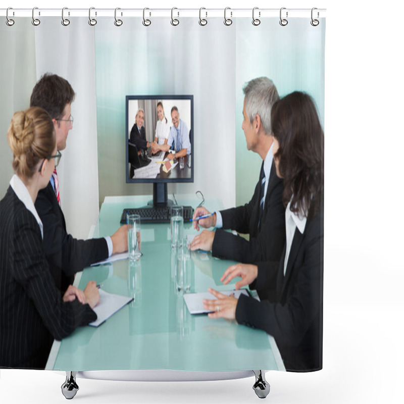 Personality  Businesspeople Watching An Online Presentation Shower Curtains