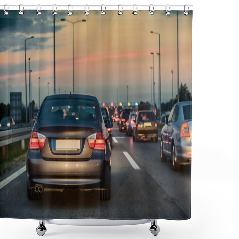 Personality  Traffic Jam On A Freeway Shower Curtains