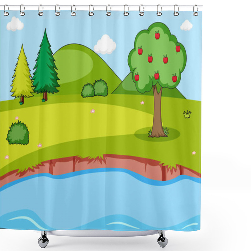 Personality  Simple Nature Landscape Background Illustration Shower Curtains