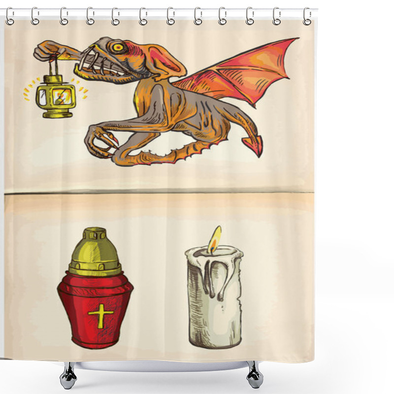 Personality  Beyonder And Candles - An Hand Drawn Vector Shower Curtains