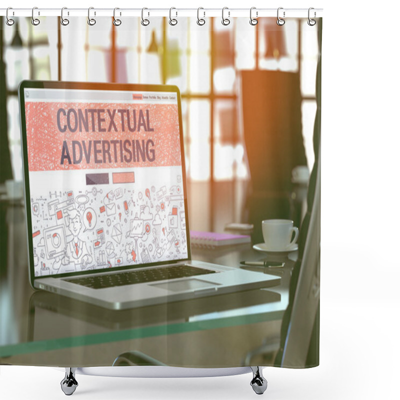 Personality  Contextual Advertising Concept On Laptop Screen. Shower Curtains