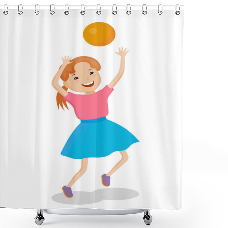 Personality  Girl Playing With Ball Shower Curtains