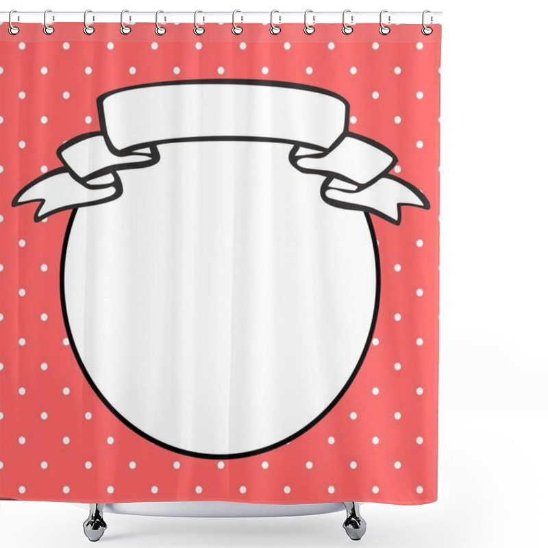 Personality  Vector Photo Frame On Polka Dots Pink Background Shower Curtains