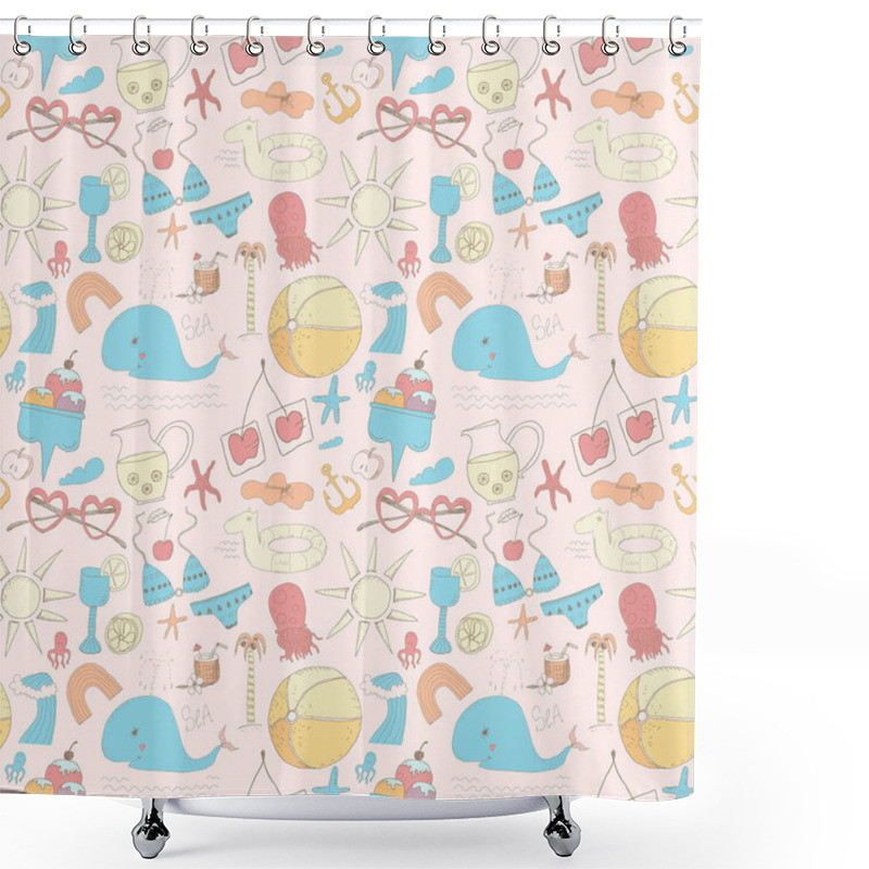 Personality  Summer Beach Elements Pattern Shower Curtains