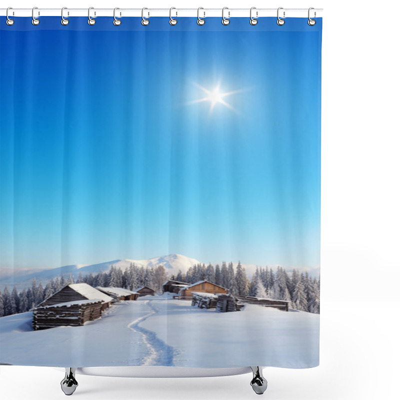 Personality  Hut In A Mountain Valley Shower Curtains