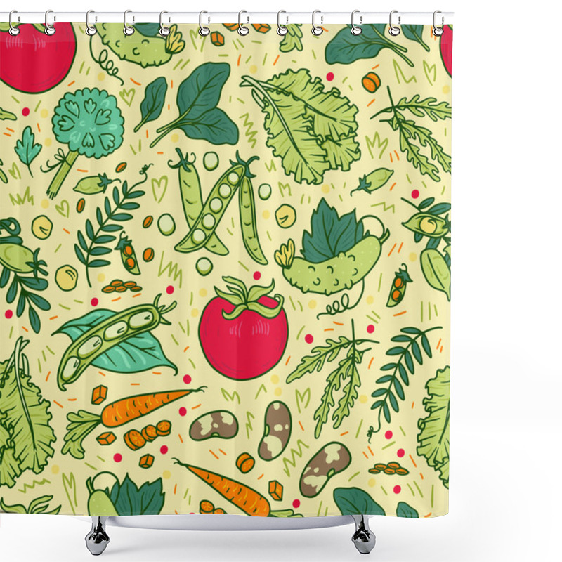 Personality  Vegetable Hand Drawn Vector Illustrations Set Shower Curtains