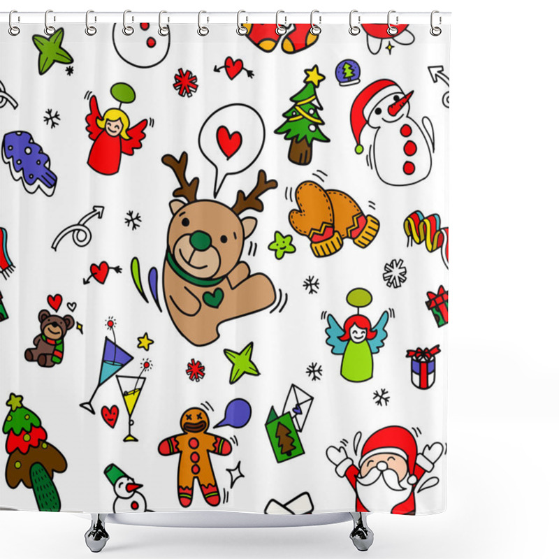 Personality  Cute Christmas Elements Seamless Pattern Backgroun Shower Curtains