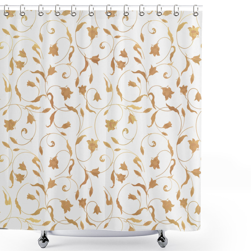 Personality  Seamless Pattern With Wild Bell Flowers, Braided In Celtic Ornament. Shower Curtains