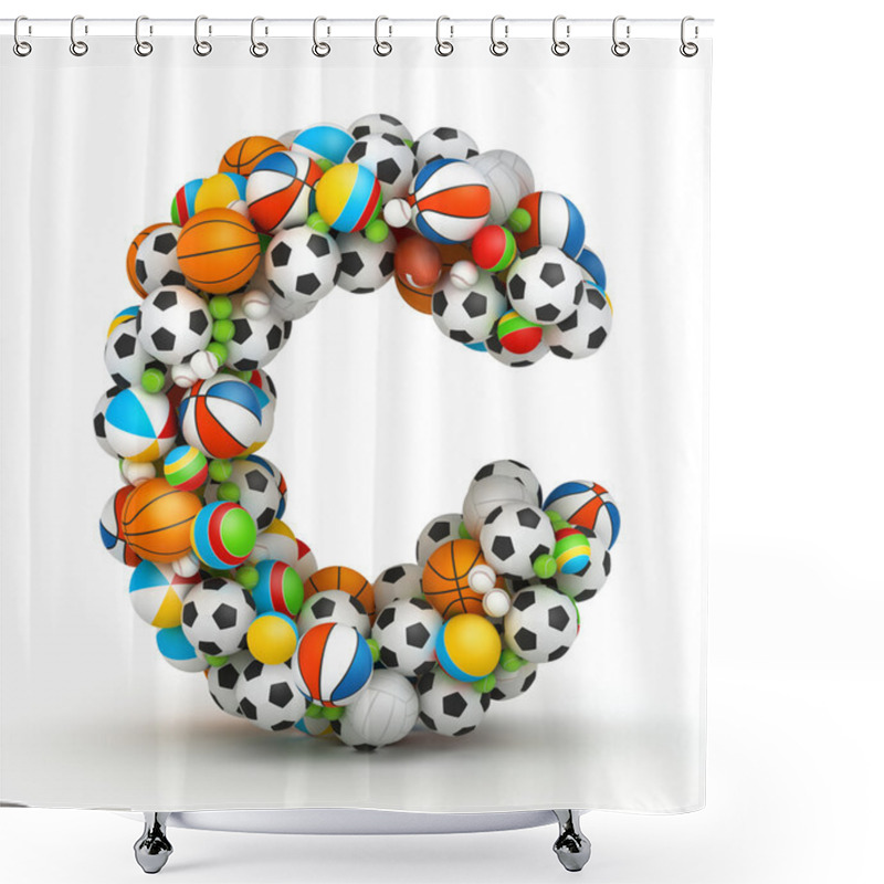 Personality  Letter C, Gaming Balls Alphabet Shower Curtains