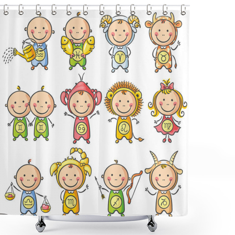 Personality  Zodiac Sighns As Kids Shower Curtains