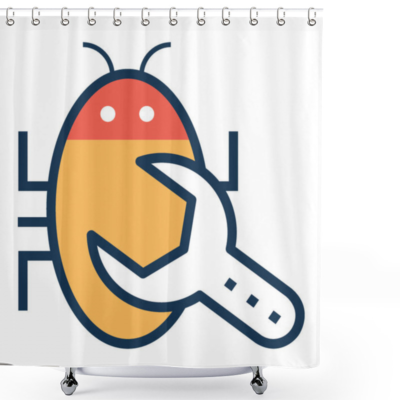 Personality  Bug Fixing Vector Icon Shower Curtains