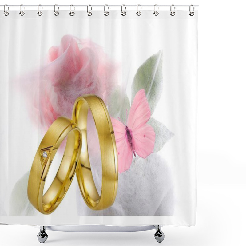 Personality  Just Married With Flowers Shower Curtains