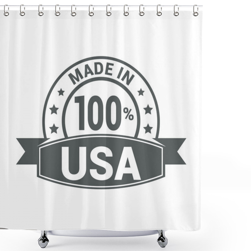 Personality  Made In USA . Round Gray Rubber Stamp Shower Curtains