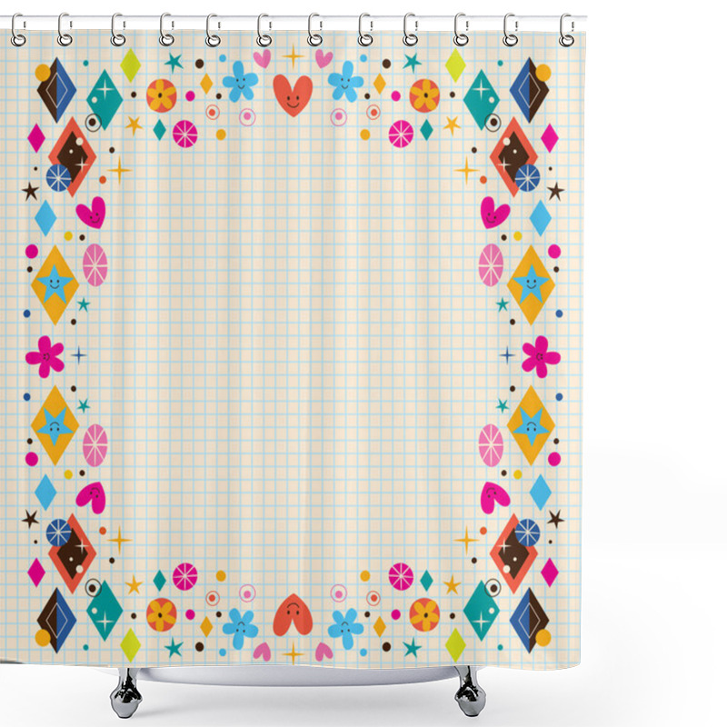 Personality  Hearts, Stars, Flowers And Diamond Frame Shower Curtains