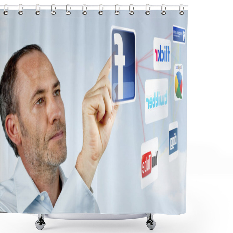 Personality  Futuristic Social Networking Shower Curtains