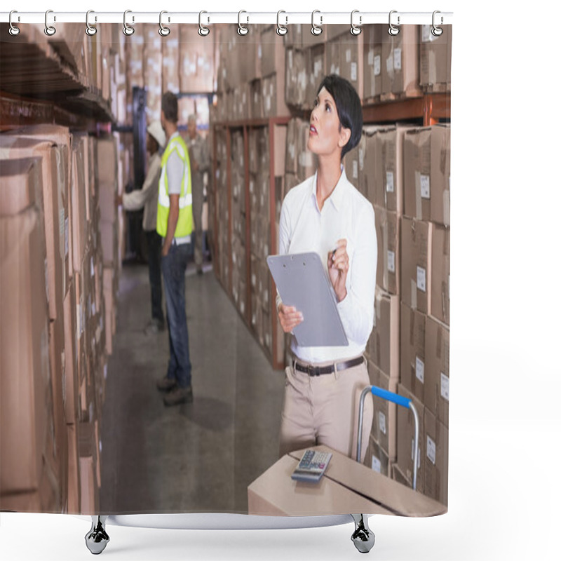 Personality  Warehouse Manager Checking Inventory Shower Curtains