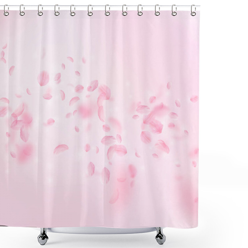 Personality  Sakura Petals Falling Down. Romantic Pink Flowers  Shower Curtains