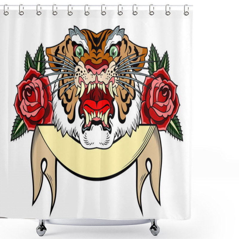 Personality  The Head Of A Maliciously Roaring Tiger Shower Curtains