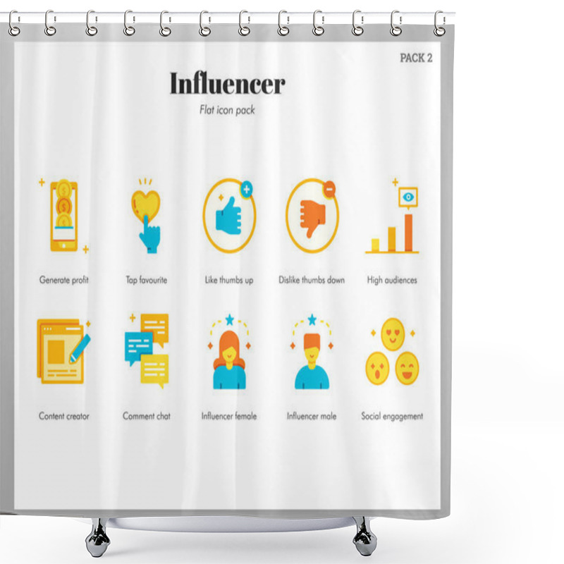 Personality  Influencer Icons Flat Pack Shower Curtains