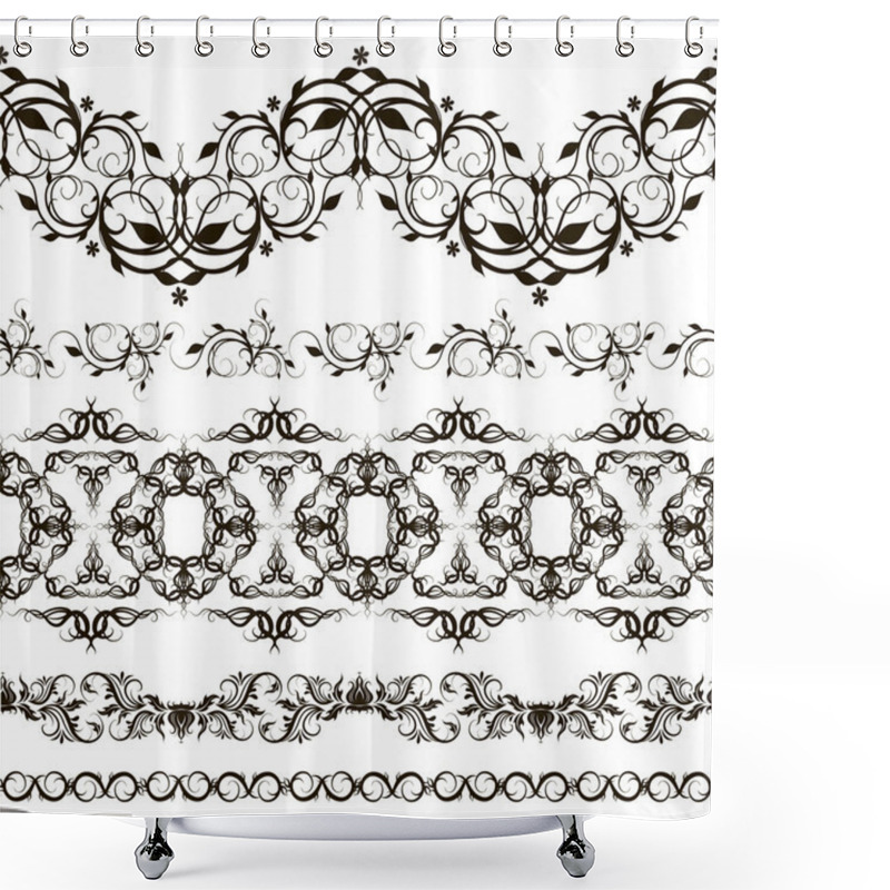 Personality  Set Of Horizontal Lace Pattern, Decorative Elements Shower Curtains