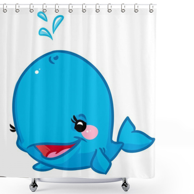 Personality  Blue Whale Cartoon Shower Curtains