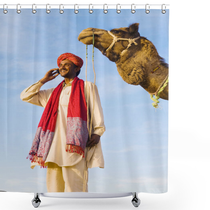 Personality  Indigenous Indian Man Making Call Shower Curtains