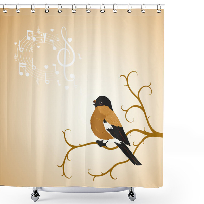 Personality  Winter Bullfinch Bird Tweets On A Tree Branch Shower Curtains