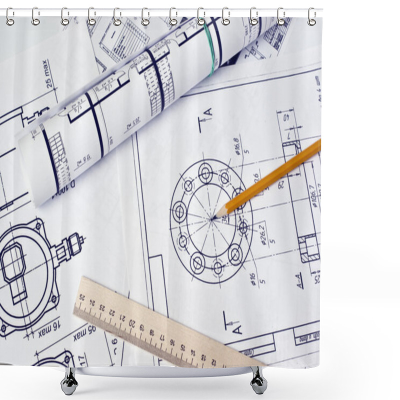 Personality  The Engineering Drawing Shower Curtains