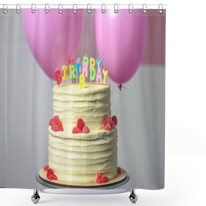 Personality  Birthday Cake With Number Eight Shower Curtains