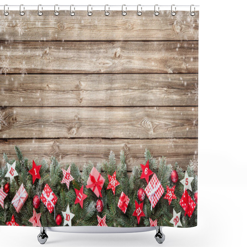 Personality  Fir Tree Branches With Advent Calendar Stars And Gift Boxes Shower Curtains